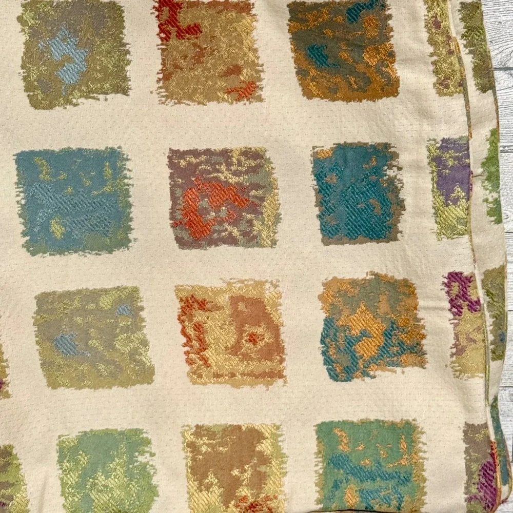 2-Pillow Cover Cream‎ Jewel Tone Abstract Squares Textured Accent Pillow 17 x 19